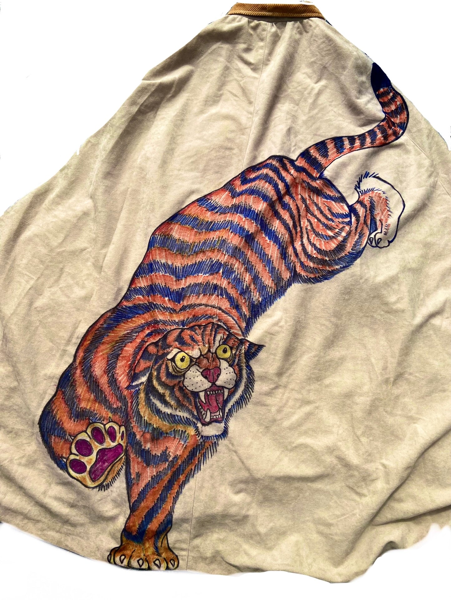 Hand Drawn Tiger Cape Coat