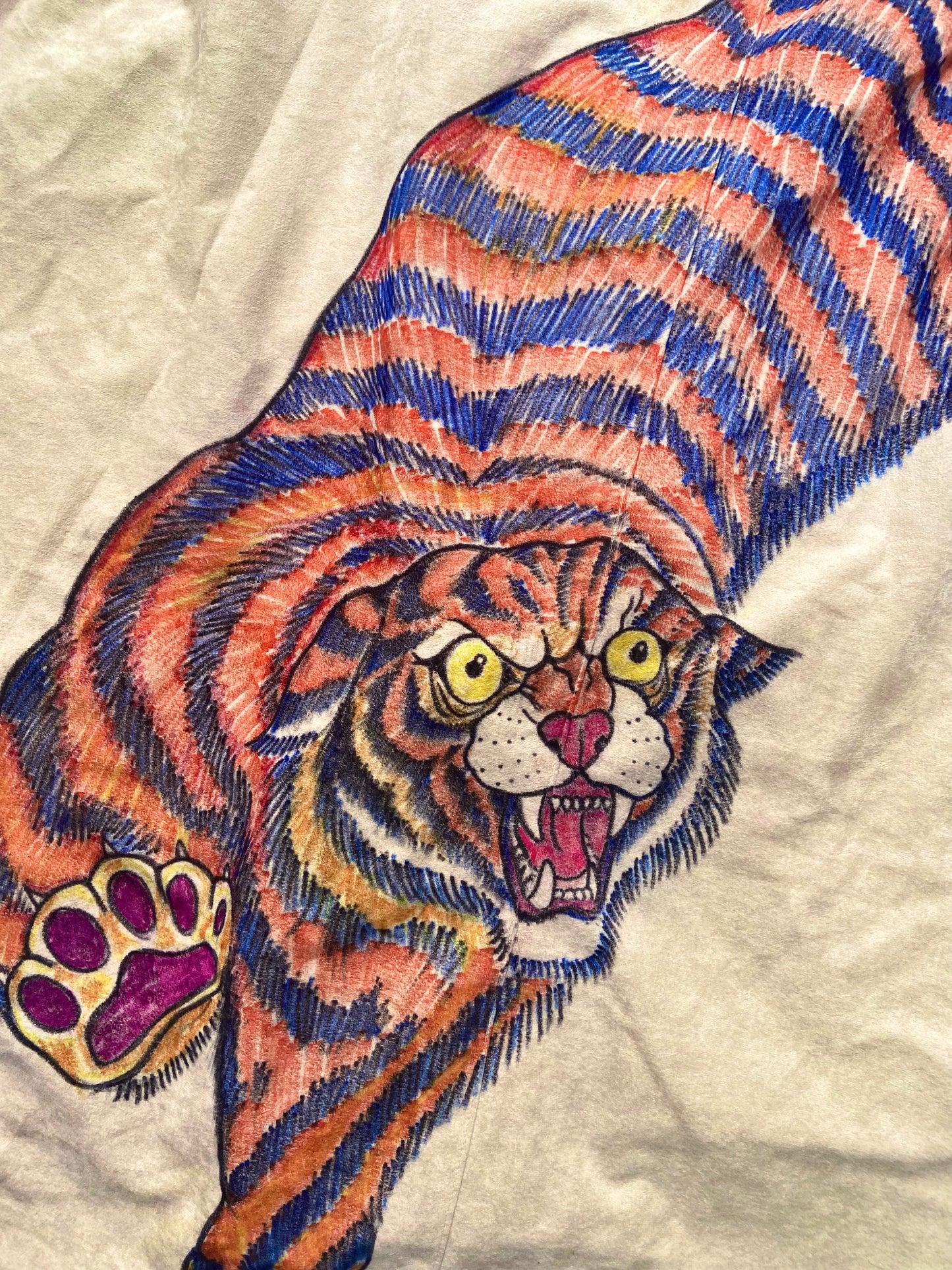 Hand Drawn Tiger Cape Coat