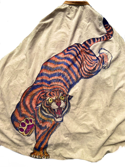 Hand Drawn Tiger Cape Coat