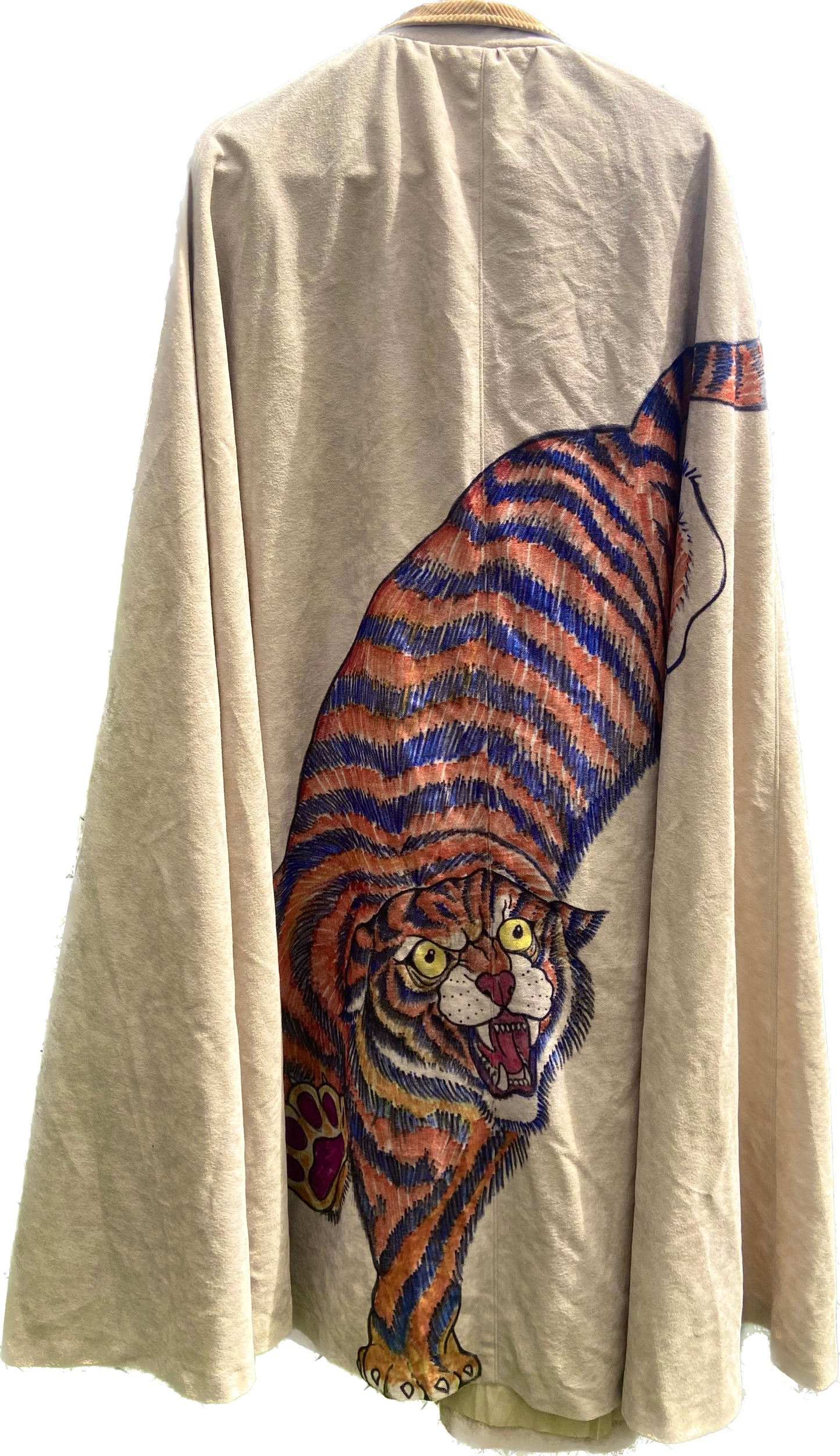 Hand Drawn Tiger Cape Coat